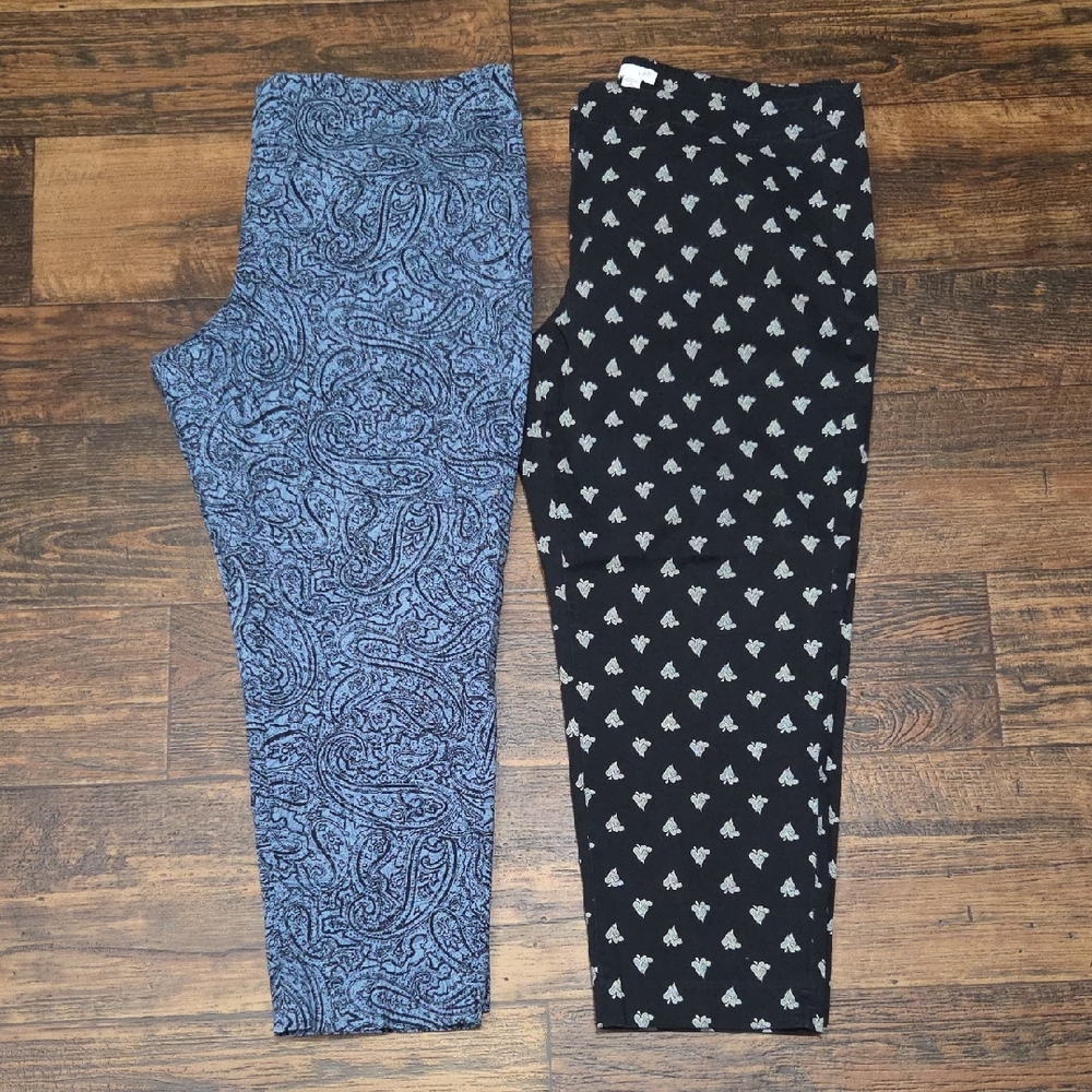 J. Jill Kids Leggings - Blue Paisley and Black Pattern